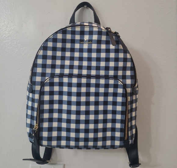 Kate Spade Navy and White Checkered Backpack - Picture 3 of 16